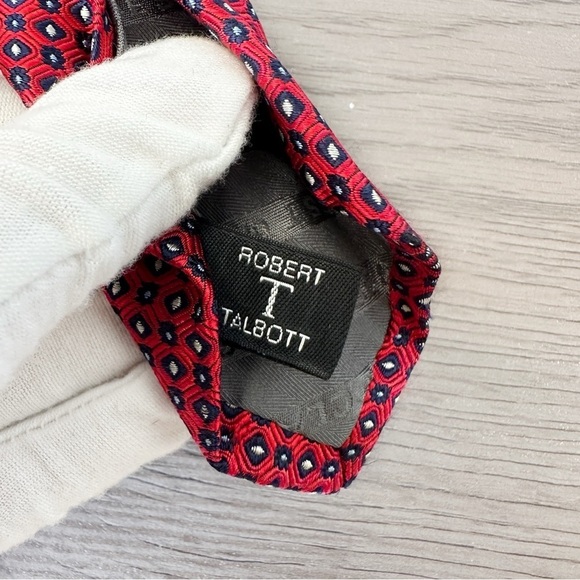 Robert Talbott Best of Class Jacquard Silk Neck Tie Red White - Picture 4 of 7